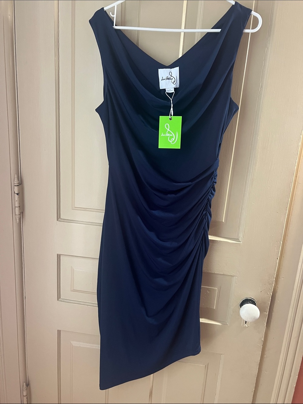 Sam Edelman Navy Sleeveless Cowl Neck Ruched cocktail Dress